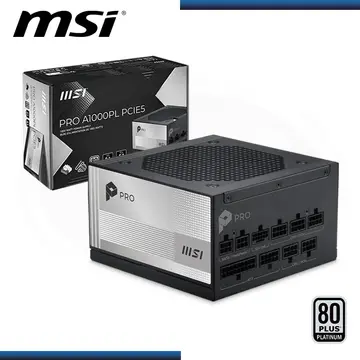 MSI FUENTE MSI PRO A1000PL PCIE5 1000W 80 PLUS PLATINUM FULL MODULAR (PN:PRO A1000PL PCIE5)