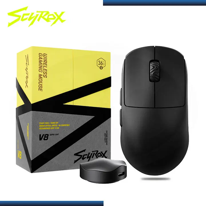 SCYROX V8 BLACK SUPERLIGHT 30,000 DPI CONEXIÓN WIRED USB-C/WIRELESS