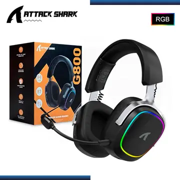 ATTACK SHARK G800 BLACK RGB CON MICROFONO CONEXIÓN JACK 3.5MM/BLUETOOTH/WIRELESS