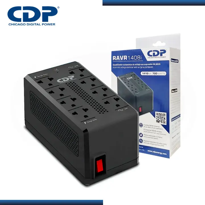 ESTABILIZADOR CDP RAVR1408i BLACK 1410VA/700W 08 TOMAS