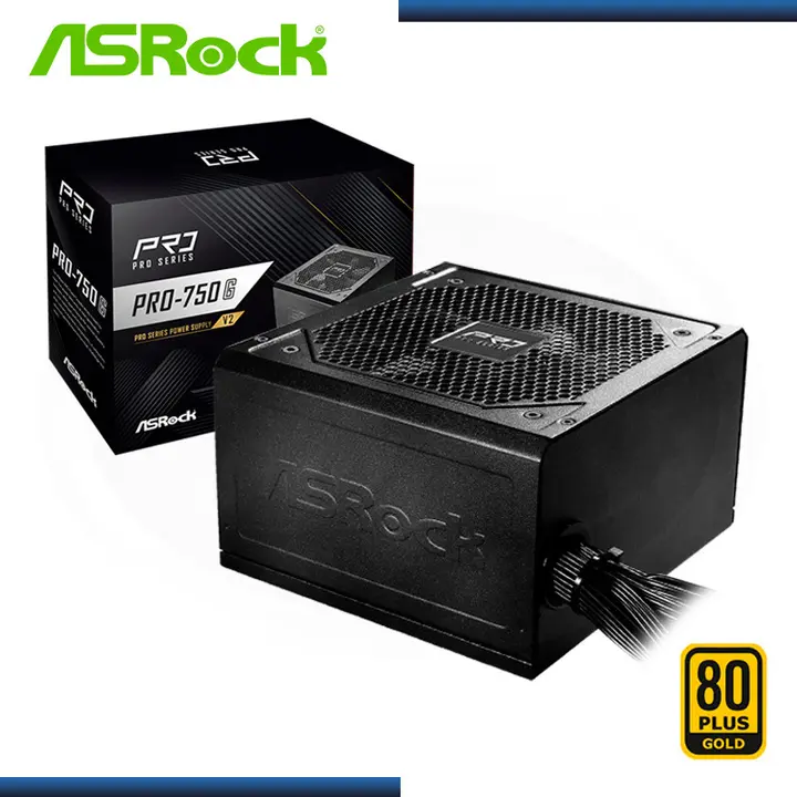 ASROCK FUENTE ASROCK PRO-750G V2 BLACK 750W 80 PLUS GOLD (PN:90-UXR075-GNUAC2)