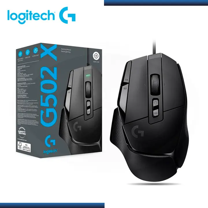 Logitech G G502 X Hero Black 25,000 DPI CONEXIÓN Wired USB