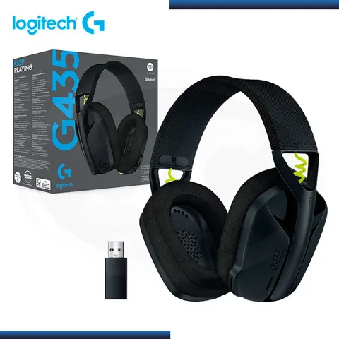 LOGITECH G G435 LIGHTSPEED WIRELESS BLACK CON MICROFONO (PN:981-001049)