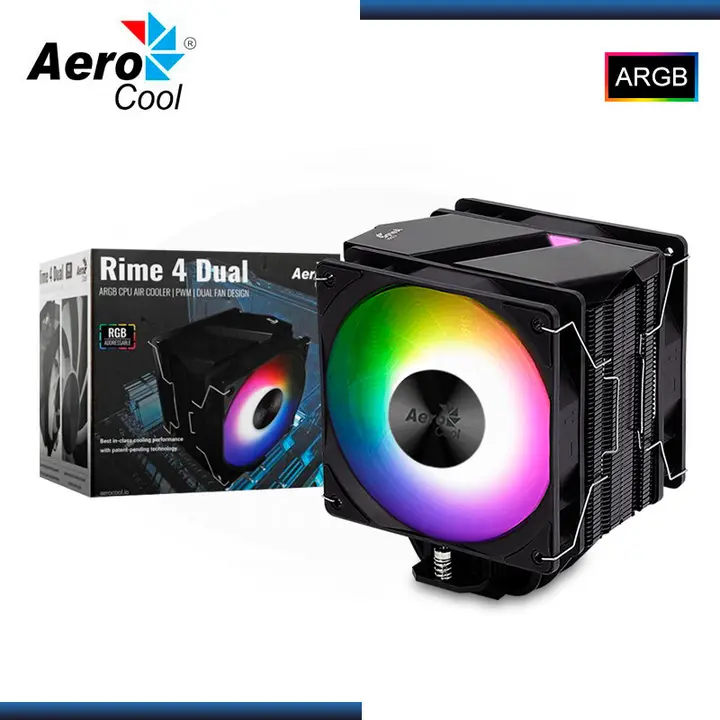 AEROCOOL RIME 4 DUAL ARGB BLACK REFRIGERACION AIRE AMD/INTEL (PN:4711099470969)