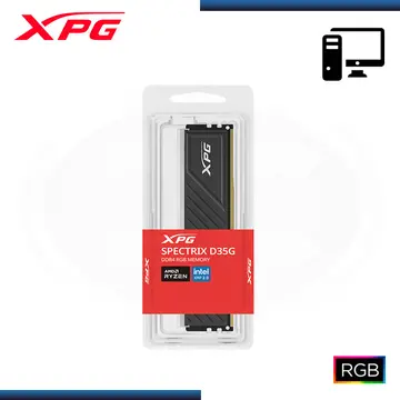 XPG 8GB DDR4 XPG SPECTRIX D35G BLACK RGB BUS 3200MHz CON DISIPADOR (PN:AX4U32008G16A-SBKD35G)