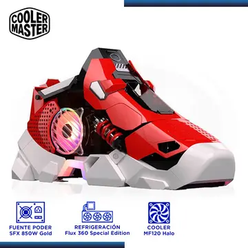 COOLER MASTER SNEAKER X RED ADVANCED SYSTEMS INCLUYE FUENTE SFX 850W GOLD + REFRIGERACION FLUX 360 + 1 COOLER MF120 HALO