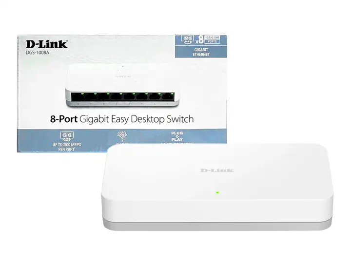 SWITCH D-LINK 8 PUERTOS (DGS-1008A) 10/100/1000 MBPS, NO GESTIONABLE