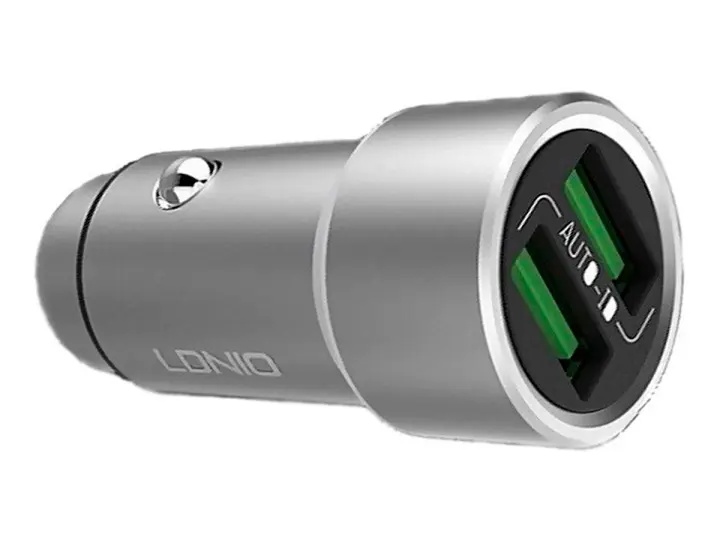CARGADOR LDNIO PARA COCHES, 2 PUERTOS USB, ENTRADA DC 12V-24V, SALIDA DC5V 3.6A, COLOR PLATA (C401)