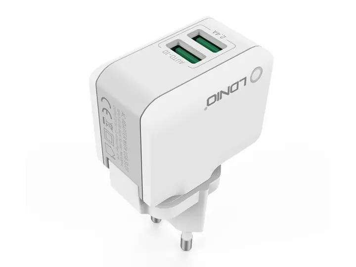 CARGADOR + CABLE USB LDNIO TRAVEL BLANCO 2 USB (A2203)
