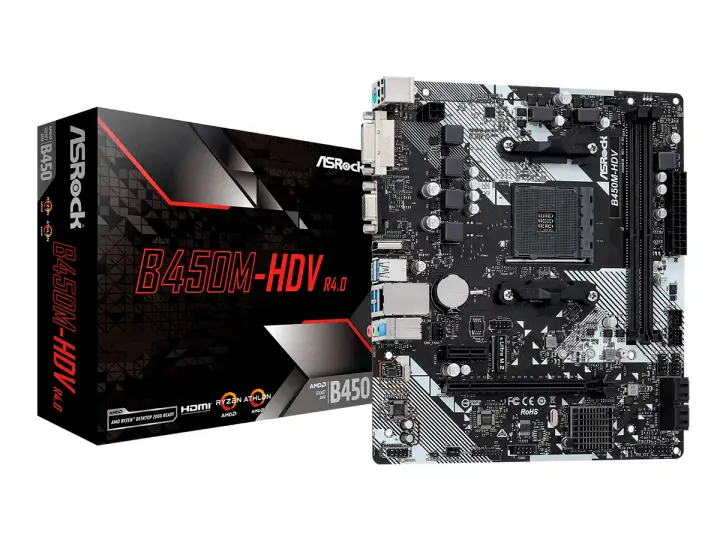 ASROCK B450M-HDV R4.0 (90-MXB9N0-A0UAYZ) SOCKET AM4, RAM DDR4 BUSS 3200OC MHZ