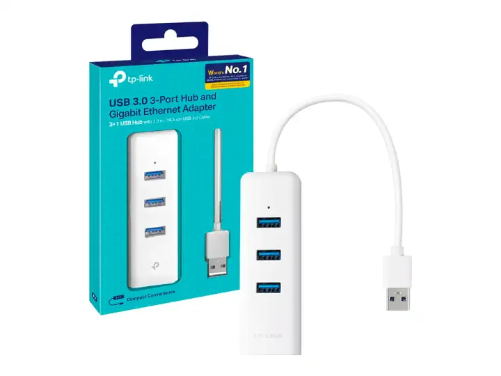 ADAPTADOR DE RED + 3 USB HUB TP-LINK 2 EN 1 3.0 1000MBPS (UE330)