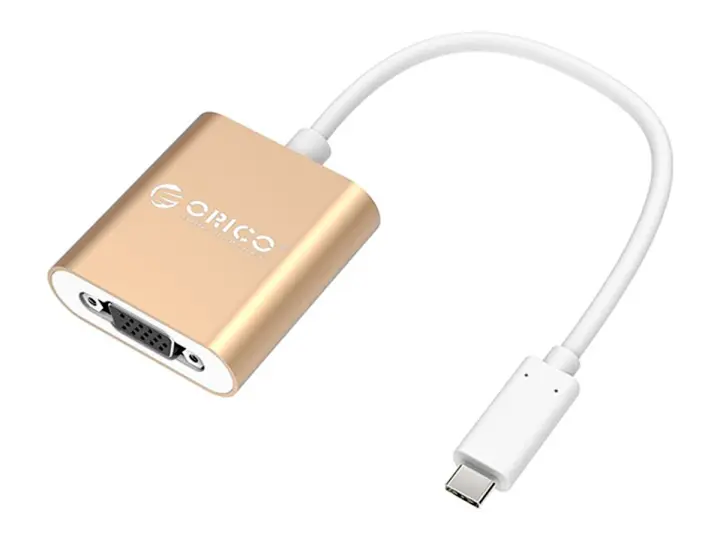 ADAPTADOR DE PUERTO TIPO C MACHO -- A -- PUERTO VGA HEMBRA, ORICO, CON CABLE DE 15 CMT, COLOR DORADO, (RCH-GD-PRO