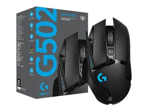 LOGITECH INALAMBRICO LOGITECH G502 LIGHTSPEED GAMING (910-005565) HASTA 25.600 DPI, 11 BOTONES PROGRAMABLES, RECEPTOR USB, RGB, NEGRO