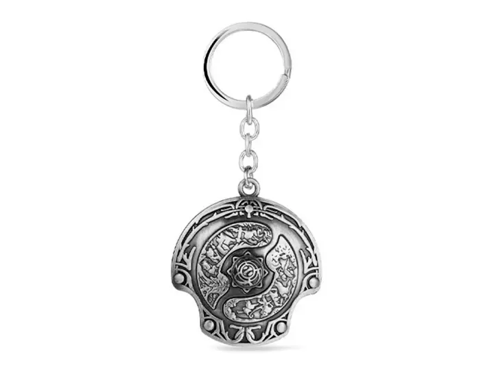 LLAVERO DOTA CHAMPION SHIELD, BRONZE QUEMADO, FORMA DE ESCUDO, 2 MOD (CHAMPION SHIELD SILVER)