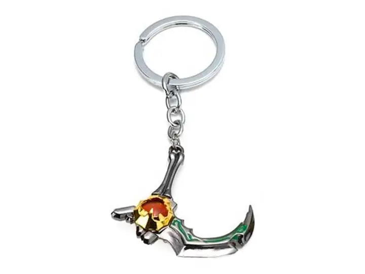 LLAVERO DOTA, COLOR DORADO EN FORMA DE GARRA, CON ESFERA ROJO INCRUSTADA, 2 MOD ( SLARK SKADI SILVER )