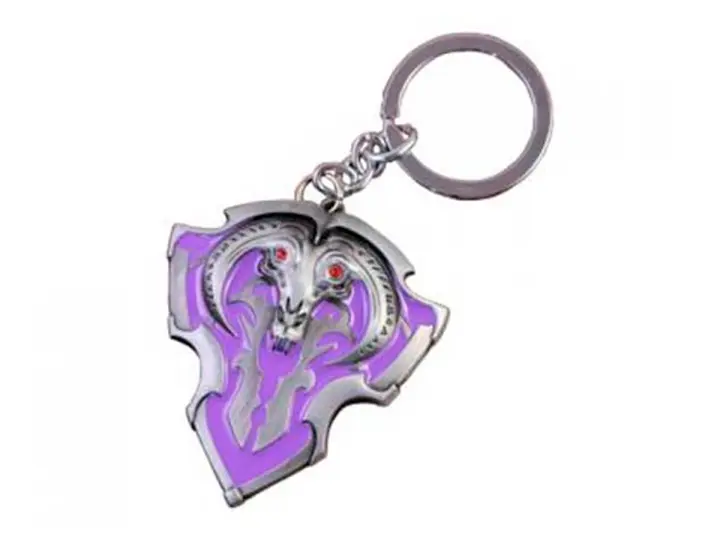 LLAVERO DOTA VANGUARD SHIELD, COLOR BRONZE, CABEZA DE CABRA ENDEMONIADA OJOS ROJOS, 2 MOD (VANGUARD SHIELD)