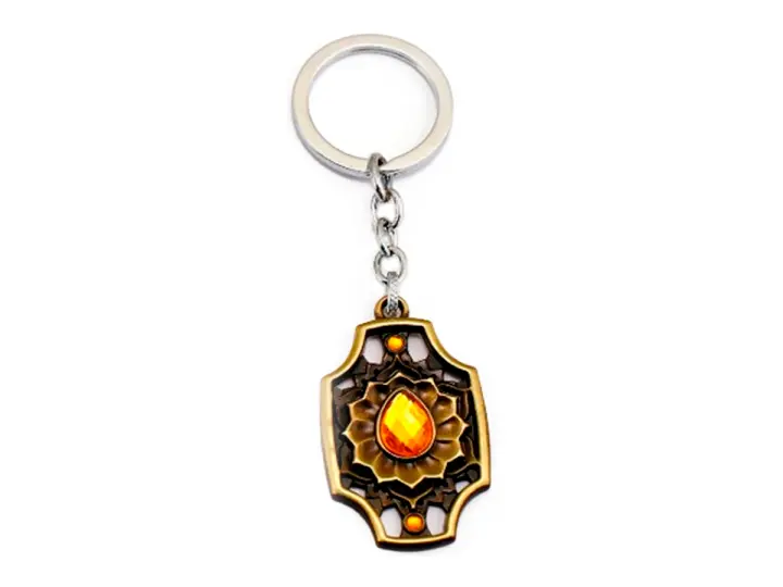 LLAVERO DOTA SPIRIT YELLOW, COLOR BRONZE, FORMA DE ESCUDOCON CON DIAMANTE INCRUSTADO, 2 MOD (SPIRIT YELLOW)