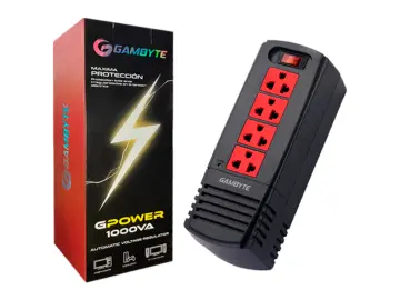 ESTABILIZADOR GAMBYTE 1000VA 4 TOMAS (GI-GP1000-4P) FRECUENCIA 60HZ, COLOR NEGRO