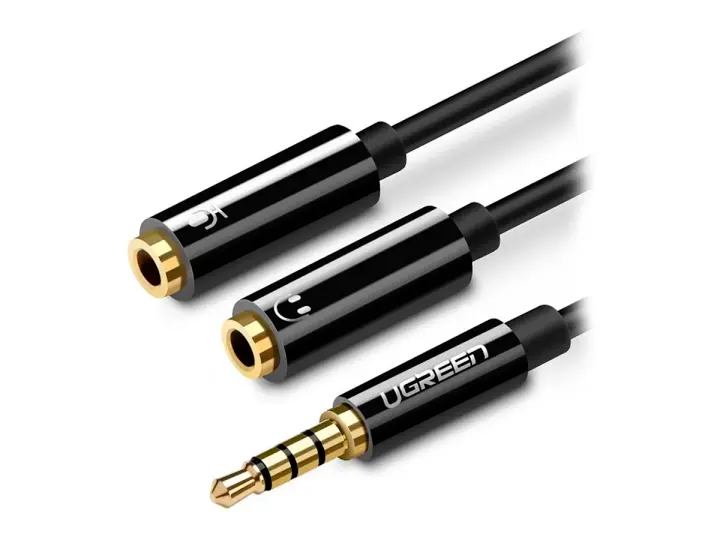 CABLE DE SONIDO 1 JACK MALE A 2 3.5MM FEMALE UGREEN, 1 CONECTOR MACHO DE 3,5 MM, SALIDA HEMBRA DE 3,5MM, SALIDA 3,5 MM, CABLE 15CM (6957303836208)