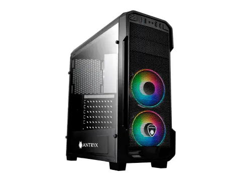 ANTRYX RX-350 ARGB S/FUENTE (AC-RX350K-ARGB) PANEL DE VIDRIO, 2 VENTILADORES, LED ARGB, NEGRO
