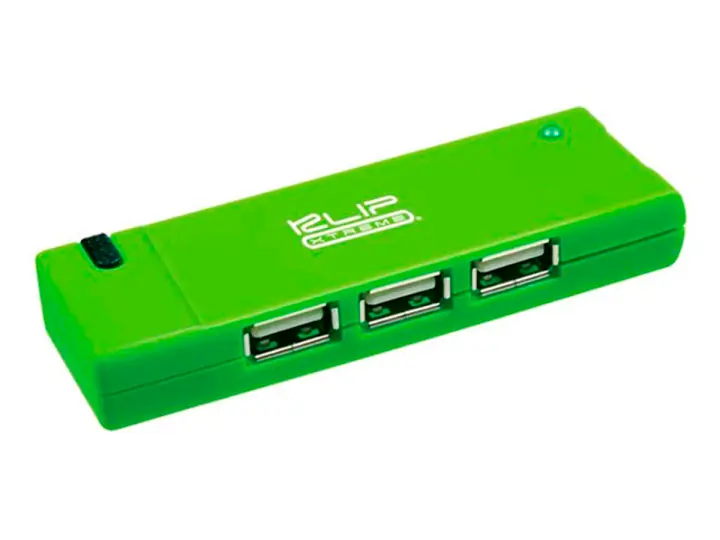 ADAPTADOR HUB DE 4 PUERTOS USB 2.0 HEMBRA, KLIP XTREME, VELOCIDAD DE TRANSFERENCIA 480 MBPS, CON ILUMINACION LED AL ENCENDER, COLOR VERDE (KUH-400G