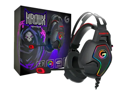 GAMBYTE KROUX GAMING 7.1 (GI-KROUX-KT) CON MICROFONO, INTERFAZ USB, RGB, NEGRO