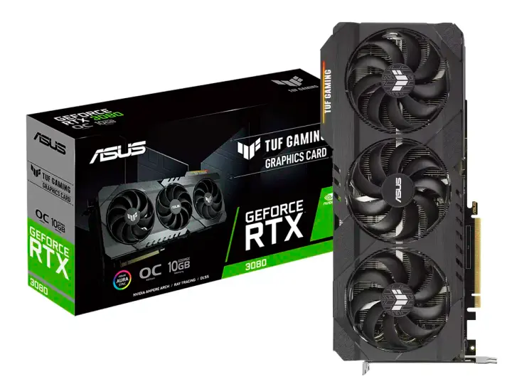 ASUS GEFORCE RTX 3080 TUF GAMING V2 OC 10GB GDDR6X (90YV0FB4-MTAA00) NVIDIA 320 BITS, 3 VENTILADORES