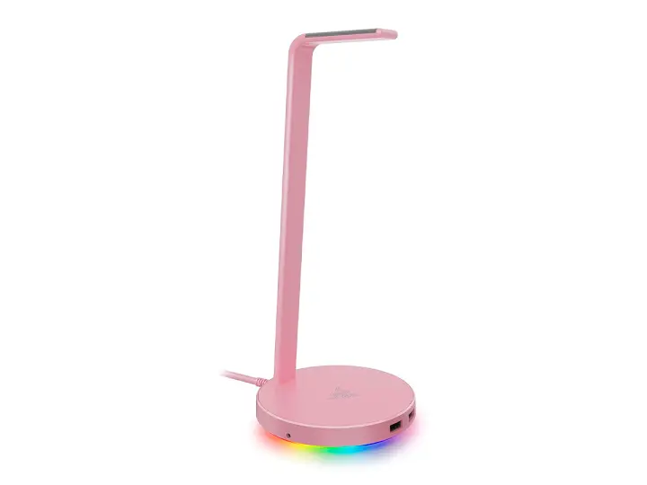 RAZER SOPORTE DE AURICULAR RAZER STATION V2 CHROMA-QUARTZ, CONEXION USB, HUB USB, ILUMINACION LED RGB, DIMENSIONES 12 X 27.8 CM, ROSA (RC21-01510200-R3M1)