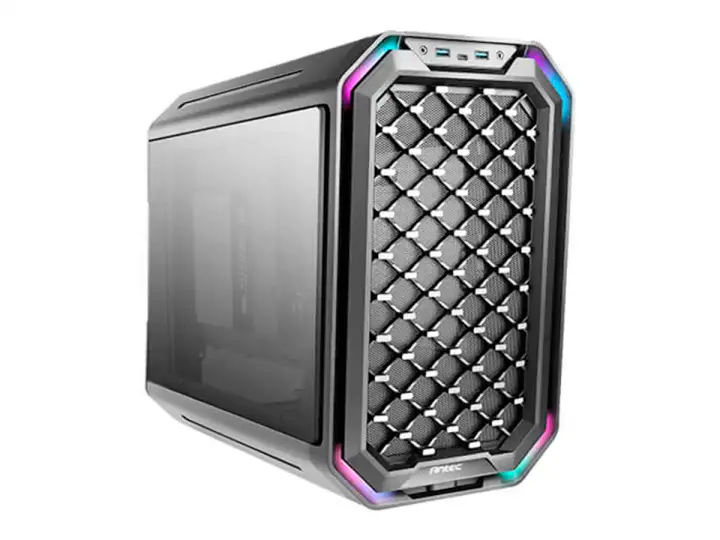 ANTEC DARK CUBE GAMING S/FUENTE (0-761345-80034-1) PANELES DE VIDRIO, LED RGB, NEGRO