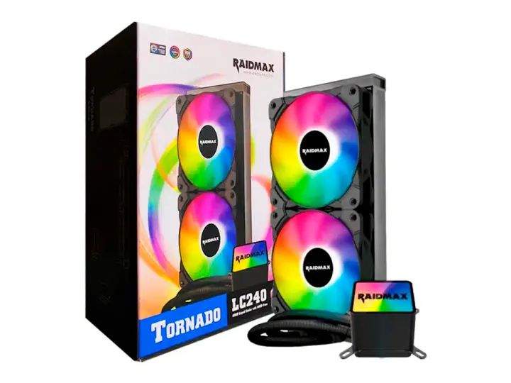 SISTEMA DE ENFRIAMIENTO LIQUIDO RAIDMAX TORNADO LC 240 (TORNADO LC240) 2 VENTILADORES, 240MM, LED ARGB
