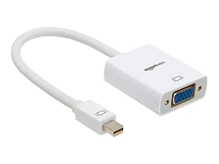 ADAPTADOR GENERICO DE PUERTO MINI DISPLAYPORT MACHO -- A -- PUERTO VGA HEMBRA, CABLE DE 25 CM, COLOR BLANCO / NEGRO (MINI DP - A - VGA)
