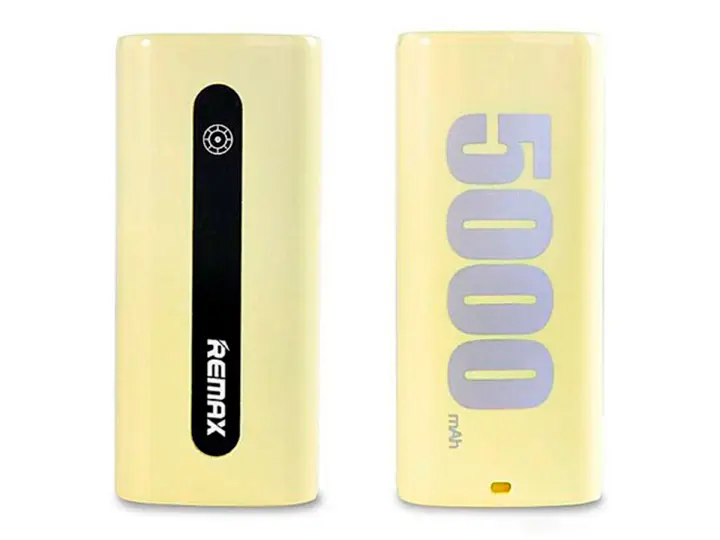 BATERIA POWER BANK REMAX PORTABLE, 1 PUERTO USB, 1PUERTO MICRO USB, BATERIA 5000MAH, TABLET, IPAD, IPOD, SMARTPHONE, COLOR AMARILLO (RPL-2)