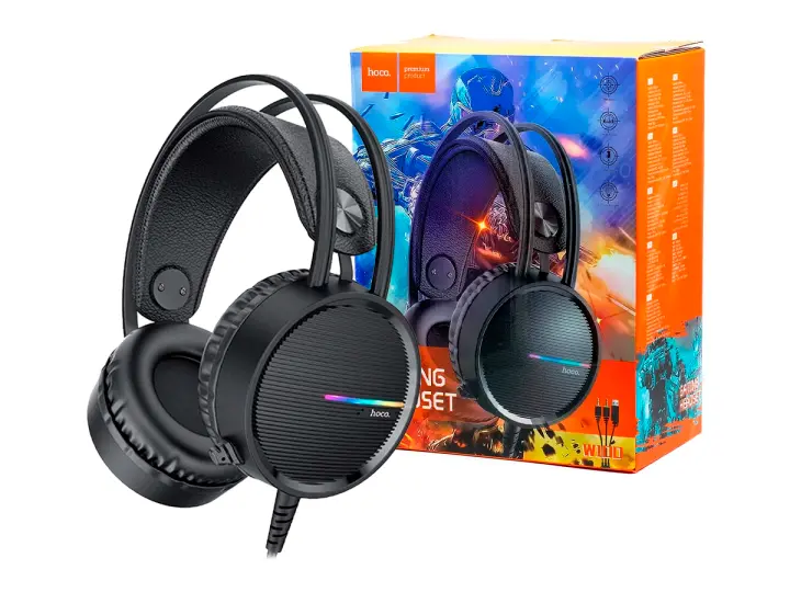 HOCO W100 GAMING (W100) CON MICROFONO, INTERFAZ USB, NEGRO