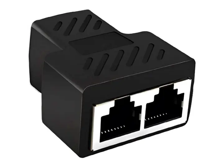 ADAPTADOR ETHERNET MACHO -- A -- 2 SALIDAS RJ45 HEMBRA, GENERICO, COLOR NEGRO (1 RJ45 - A - 2 RJ45)