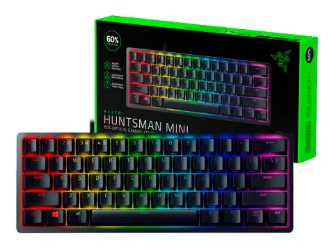 RAZER GAMER RAZER HUNTSMAN MINI (RZ03-03392900-R311) MECANICO, SWITCH PURPLE, LED RGB, ES, NEGRO