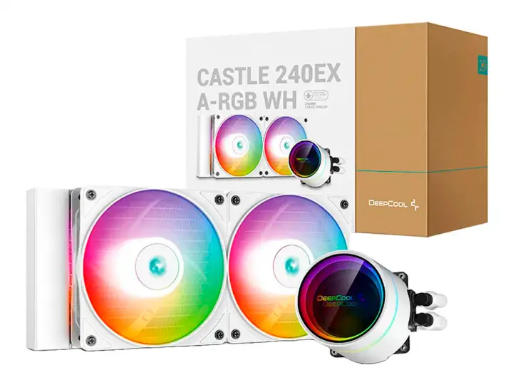 SISTEMA DE ENFRIAMIENTO LIQUIDO CASTLE 240EX ARGB WH (DP-GS-H12WCSL240EXWH) 2 VENTILADORES, 240MM, LED ARGB