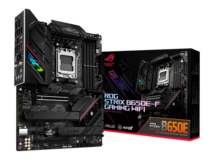 ASUS ROG STRIX B650E-F GAMING WIFI, PARA PROCESADORES AMD RYZEN AM5, 4 RANURAS DDR5 -128GB BUSS 4800 MHZ,SERIE 7000 (90M1BQ0-M0AAY0)