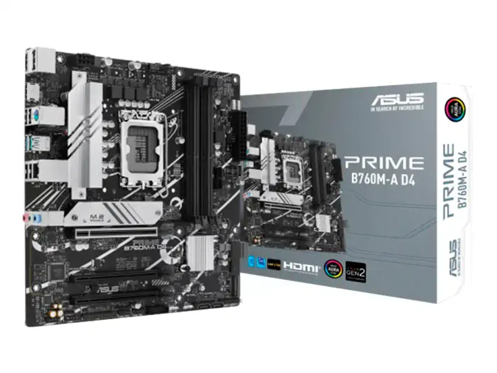 ASUS B760M-A PRIME D4 (90MB1D00-M1EAY0) SOCKET LGA 1700, RAM DDR4 BUSS 5333OC MHZ, 14VA, 13VA, 12VA GEN