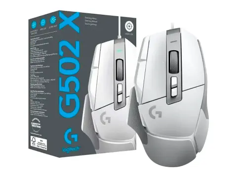 LOGITECH G502 X GAMING (910-006144) HASTA 25.600 DPI, 13 BOTONES PROGRAMABLES, BLANCO