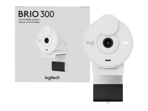 LOGITECH CAMARA WEB LOGITECH BRIO 300 (960-001440) FHD 1920 X 1080, MICRÓFONO INCORPORADO, CONEXION USB C, 4 MEGAPIXELES, LENTE DE CRISTAL, BLANCO