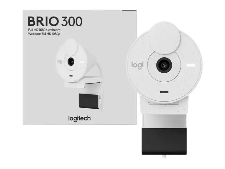 LOGITECH CAMARA WEB LOGITECH BRIO 300 (960-001440) FHD 1920 X 1080, MICRÓFONO INCORPORADO, CONEXION USB C, 4 MEGAPIXELES, LENTE DE CRISTAL, BLANCO