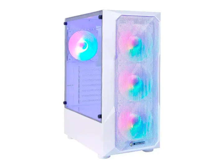HALION STUKA CR11 FUENTE 500W (500W STUKA CR11WH) BLANCO, PANEL DE VIDRIO, 3 VENTILADORES, LED RAINBOW