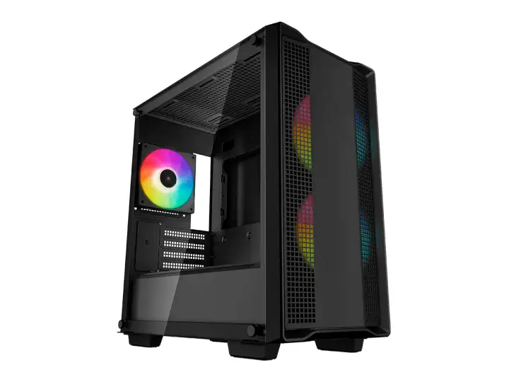 DEEPCOOL CC360 ARGB S/FUENTE (R-CC360-BKAPM3-G-1) PANEL DE VIDRIO, 3 VENTILADORES, LED ARGB, NEGRO