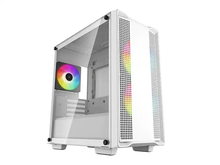 DEEPCOOL MID TOWER CC360 ARGB S/FUENTE (R-CC360-WHAPM3-G-1) PANEL DE VIDRIO, LED ARGB, BLANCO