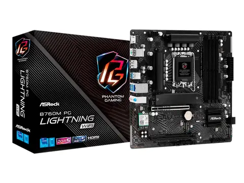 ASROCK B760M PG LIGHTNING WIFI (90-MXBMT0-A0UAYZ) SOCKET LGA 1700, RAM DDR5 BUSS 7200OC , 14VA, 13VA, 12VA GEN, WIFI 6E