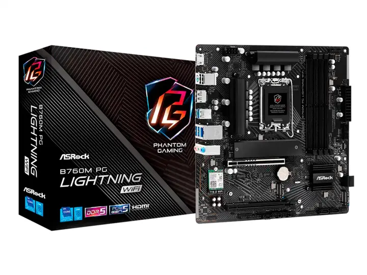 ASROCK B760M PG LIGHTNING WIFI (90-MXBMT0-A0UAYZ) SOCKET LGA 1700, RAM DDR5 BUSS 7200OC , 14VA, 13VA, 12VA GEN, WIFI 6E