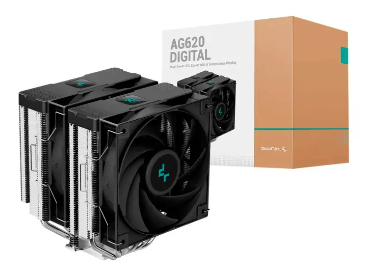 DEEPCOOL PARA PROCESADOR DEEPCOOL AG620 DIGITAL (R-AG620-BKNDMN-G-1) 2 VENTILADORES, ALUMINIO