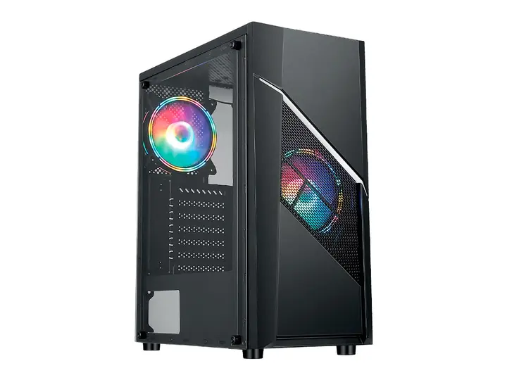 GAMBYTE SOUL S/FUENTE (CS-SOU4RBWKG-LG) PANEL DE VIDRIO, 4 VENTILADORES, LED RGB, NEGRO