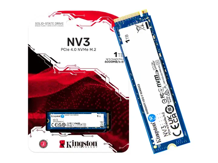 KINGSTON UNIDAD DE ALMACENAMIENTO SSD M.2 PCIE KINGSTON 1TB NVME NV3, 2280 (SNV3S/1000G) 6000MB/S