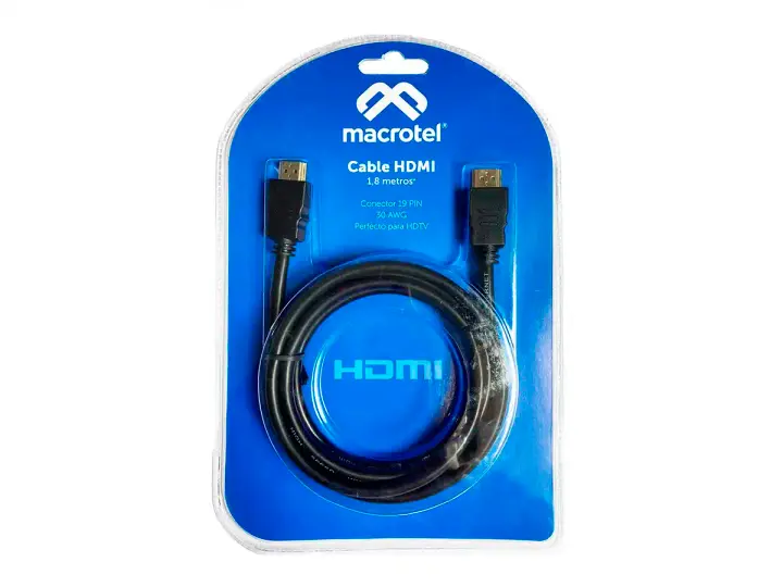 CABLE DE PUERTO HDMI MACHO -- A -- PUERTO HDMI MACHO, MACROTEL, 1.8 METROS (MV-2310)